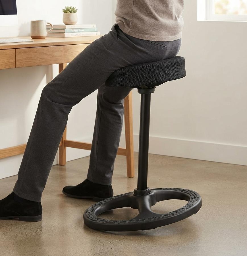 Heart-shaped foam seat turning on its flexible post