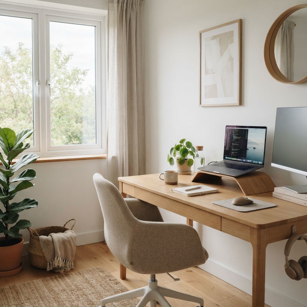 Upaloop wobble stool at a daylit home office desk